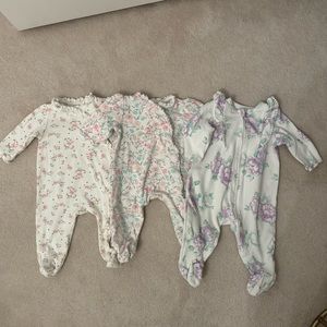 Lot of 3 baby girls Little Me Footies size 6M